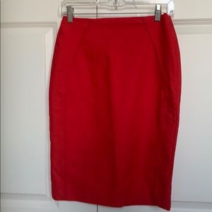 Red Mid Length pencil skirt